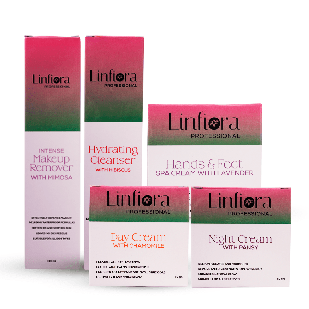 Linfora Intense Makeup Remover & Hydrating Cleanser& Day Cream & Night cream & Hands and Feet Spa Cream