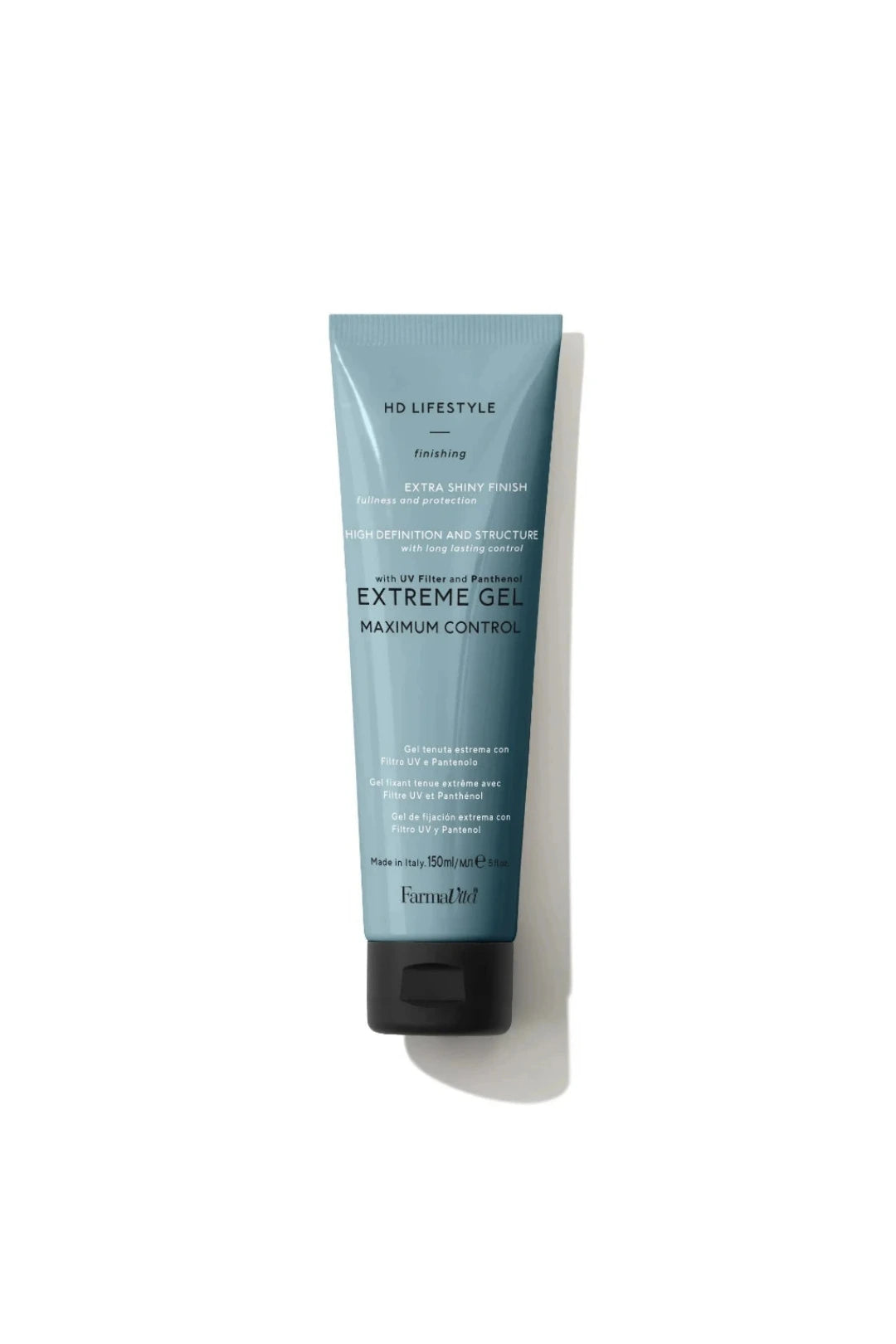 A tube of Farnahl HD Lifestyle Detangling Extreme Gel in a light blue color with a black cap, set against a plain white background with a soft shadow.