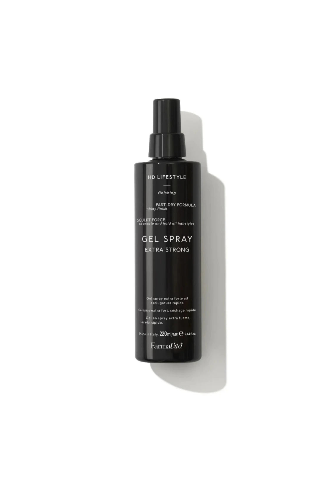 A black bottle of Formula 97 Gel Spray Extra Strong hair product, photographed on a clean white background with a soft shadow.