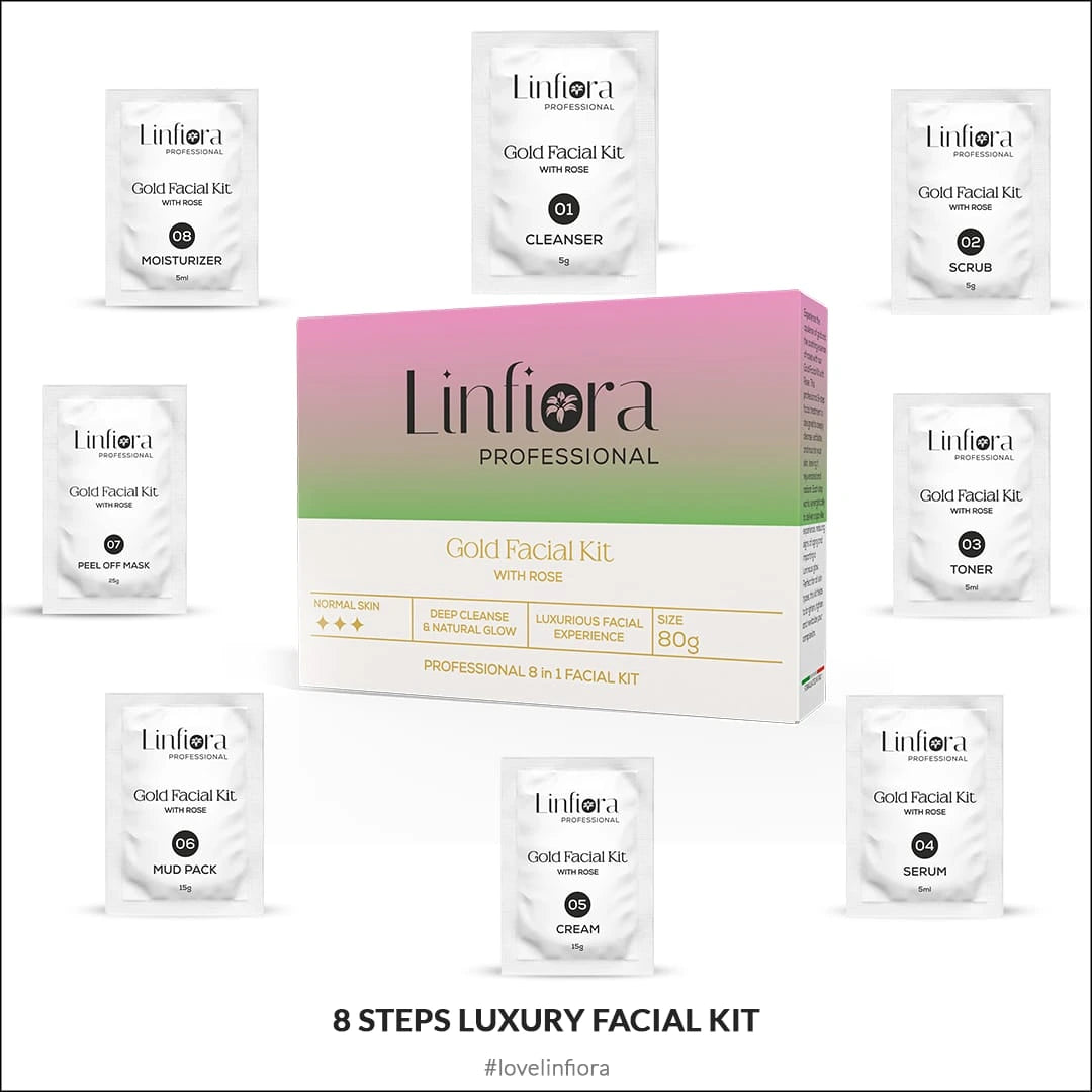 Gold Facial 8 Steps Kit  80gm with Damacena Rose