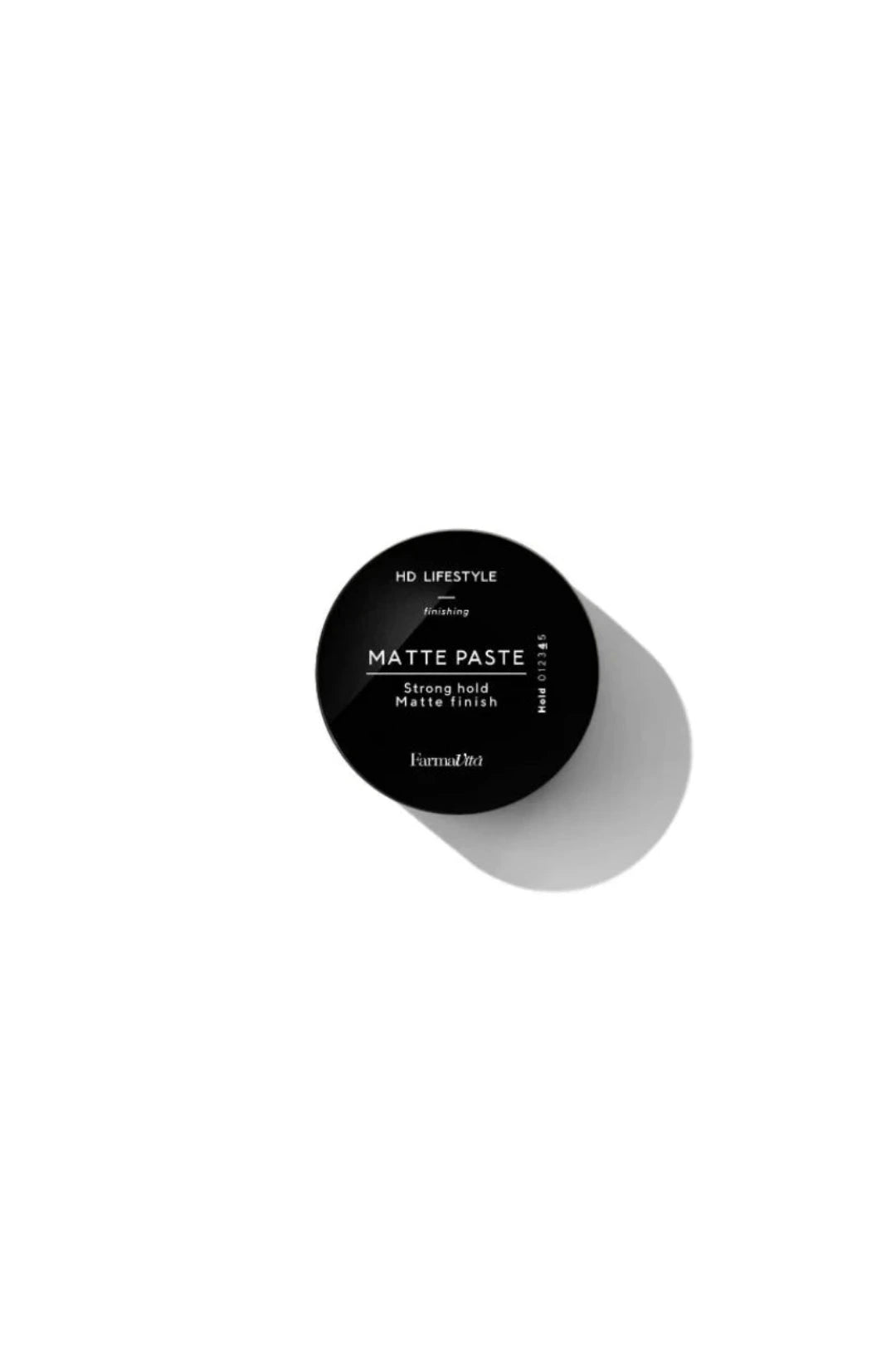 A single black circular jar lid for Faenza 10 Lifestyle Matte Paste hair product, shown on a clean white background with a soft shadow.